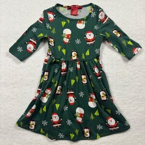 Emma & Elsa Girls Green‎ Christmas Santa Snowman Penguin Dress 2T